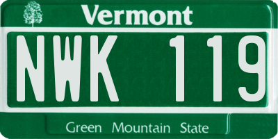 VT license plate NWK119