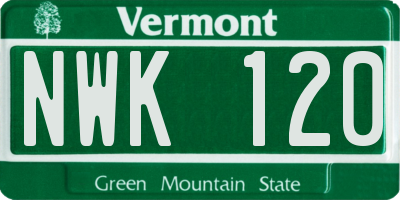 VT license plate NWK120