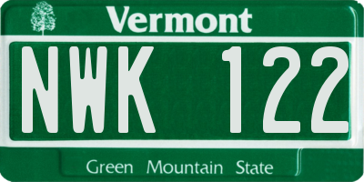 VT license plate NWK122