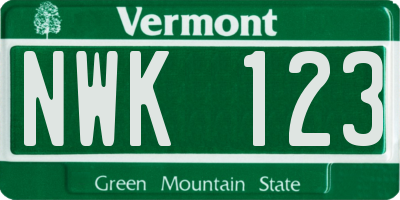 VT license plate NWK123