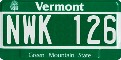 VT license plate NWK126