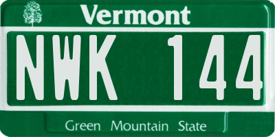 VT license plate NWK144
