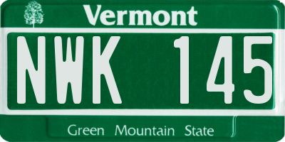 VT license plate NWK145