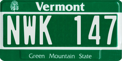 VT license plate NWK147