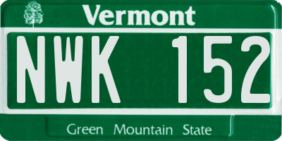 VT license plate NWK152