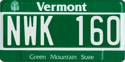 VT license plate NWK160