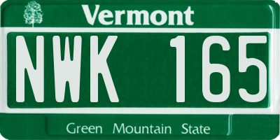 VT license plate NWK165