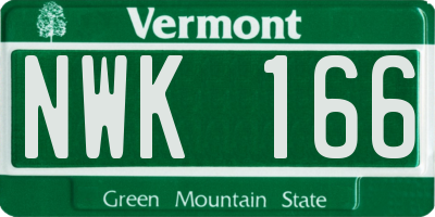 VT license plate NWK166
