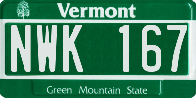 VT license plate NWK167