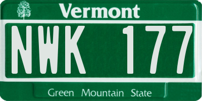 VT license plate NWK177