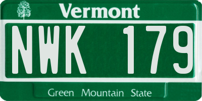 VT license plate NWK179