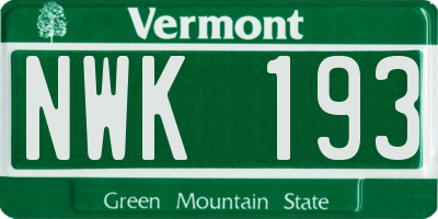 VT license plate NWK193