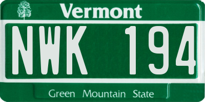VT license plate NWK194