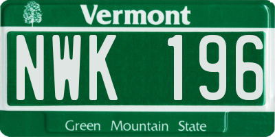 VT license plate NWK196