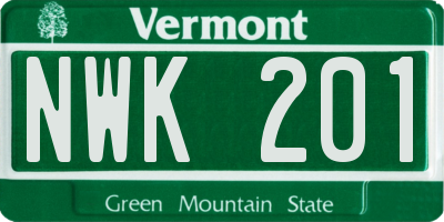 VT license plate NWK201