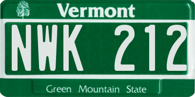 VT license plate NWK212