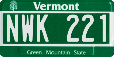 VT license plate NWK221