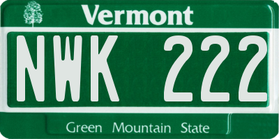 VT license plate NWK222