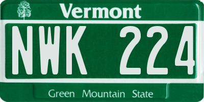 VT license plate NWK224