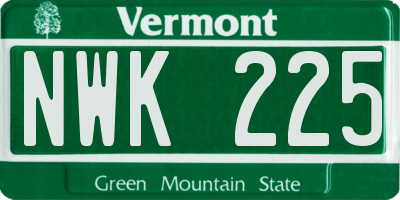 VT license plate NWK225