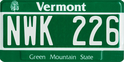VT license plate NWK226
