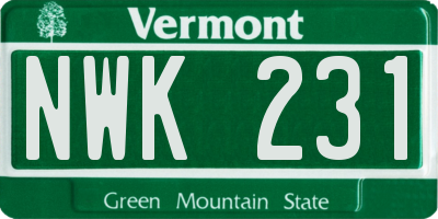 VT license plate NWK231