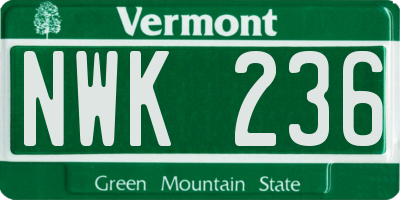 VT license plate NWK236