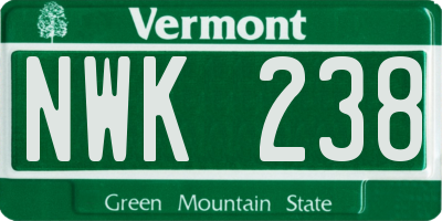 VT license plate NWK238