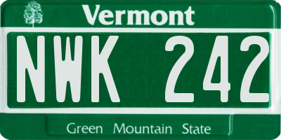 VT license plate NWK242