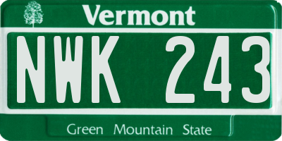 VT license plate NWK243