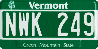 VT license plate NWK249