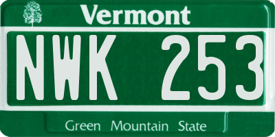 VT license plate NWK253