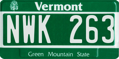 VT license plate NWK263