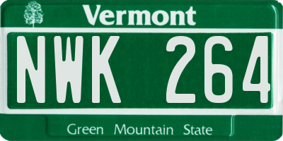VT license plate NWK264