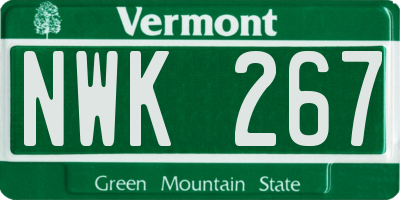 VT license plate NWK267
