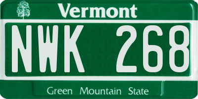 VT license plate NWK268