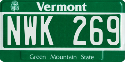 VT license plate NWK269