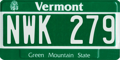 VT license plate NWK279