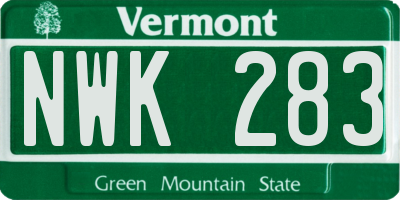 VT license plate NWK283