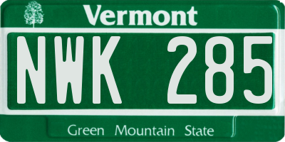 VT license plate NWK285