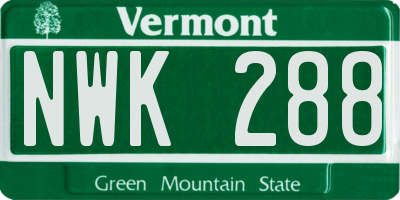 VT license plate NWK288