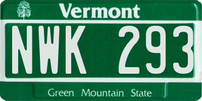 VT license plate NWK293