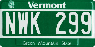 VT license plate NWK299