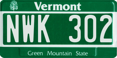 VT license plate NWK302