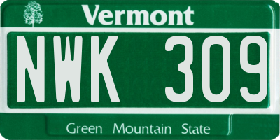 VT license plate NWK309