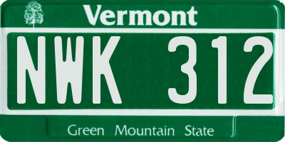 VT license plate NWK312