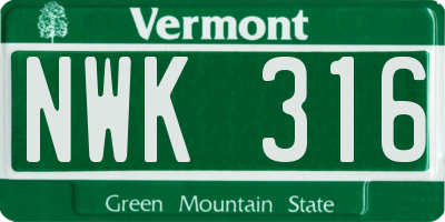 VT license plate NWK316