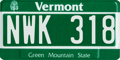VT license plate NWK318