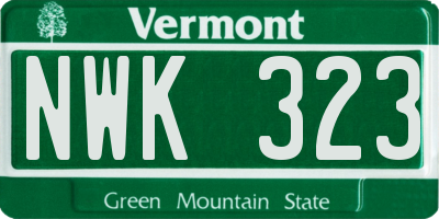 VT license plate NWK323
