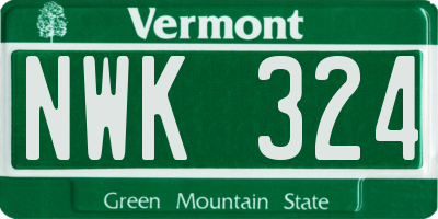 VT license plate NWK324